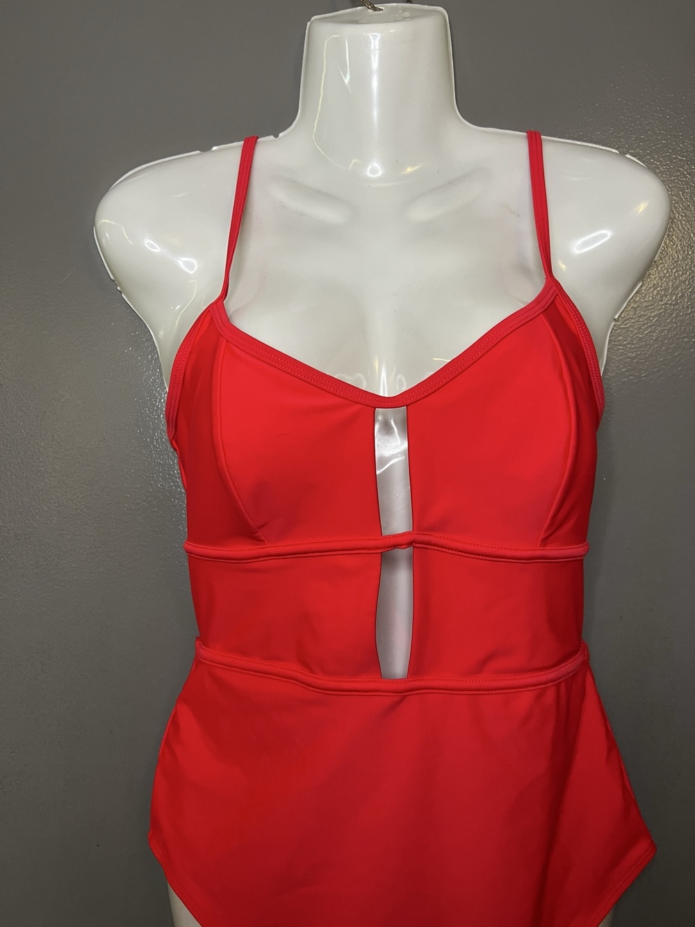 Cupshe Swimsuit Womens Medium Red Front Cutout One Piece High Waist Strappy